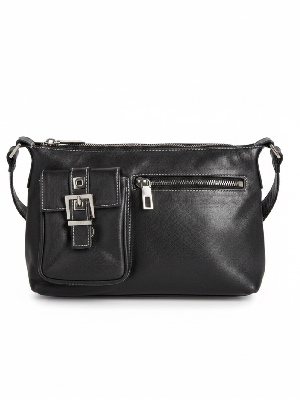 Perlina Black Shoulder Bag with Silver Accents